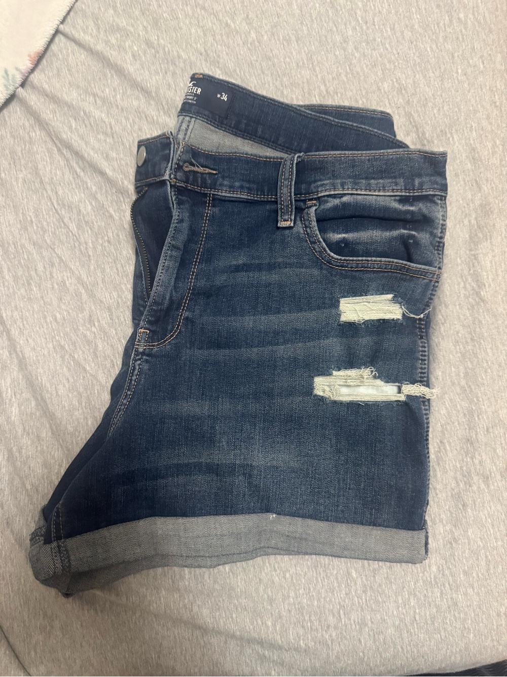 Hollister Dark Blue High-Rise Denim Shorts